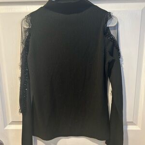 Elegant Black Cold Shoulder Lace Top